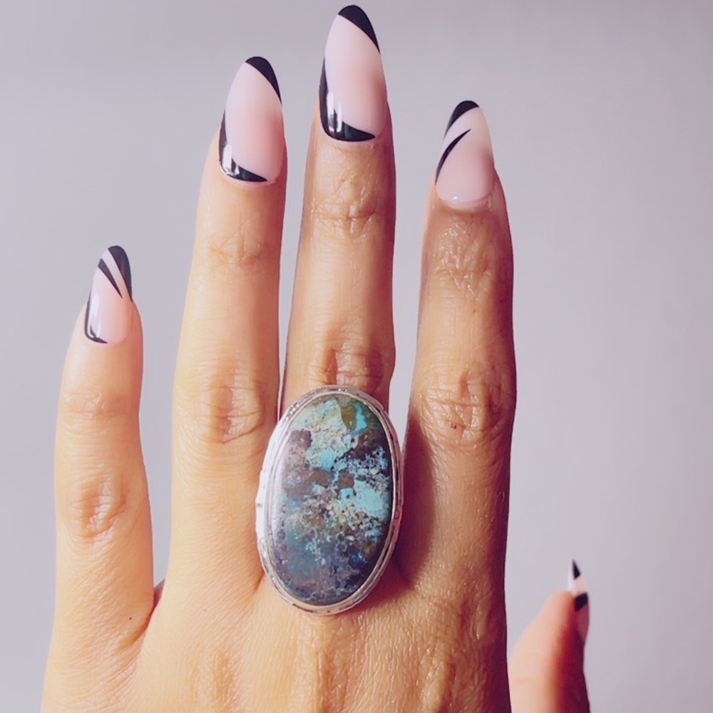 Chrysocolla Natural Gemstone Solid Sterling Silve… - image 3